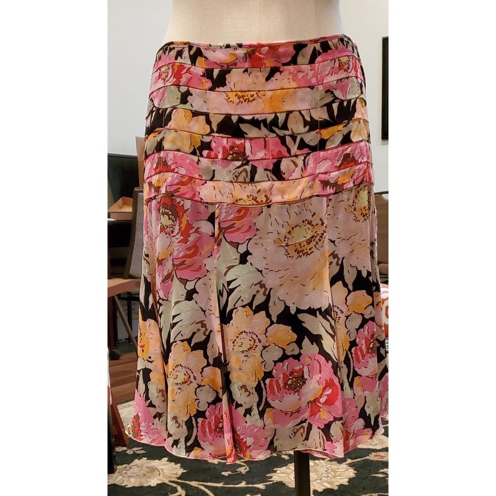 Blumarine Floral Skirt 100% Silk